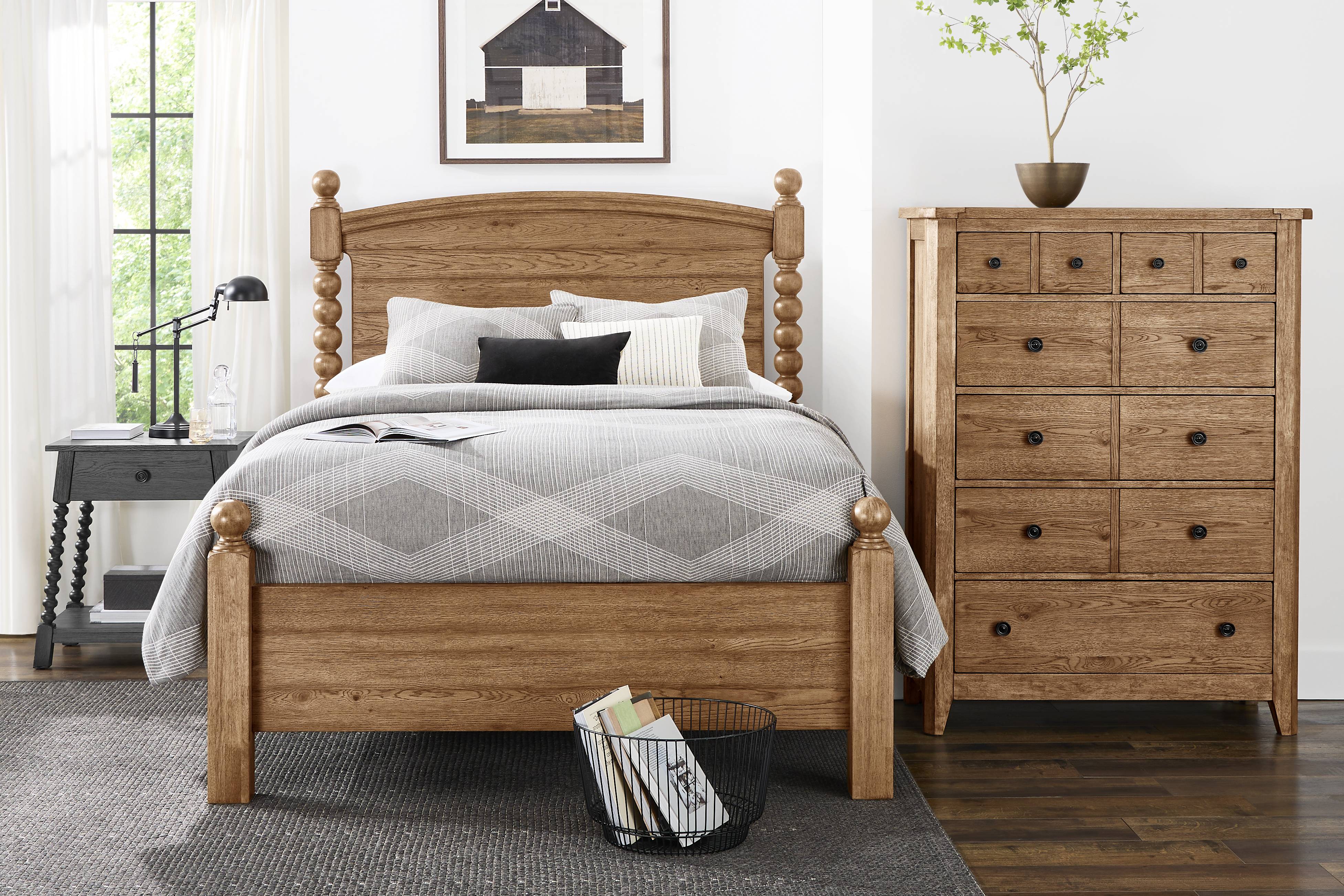 Hargrove Light Oak 5 Pc King Post Bedroom - Thumbnail - Image 1