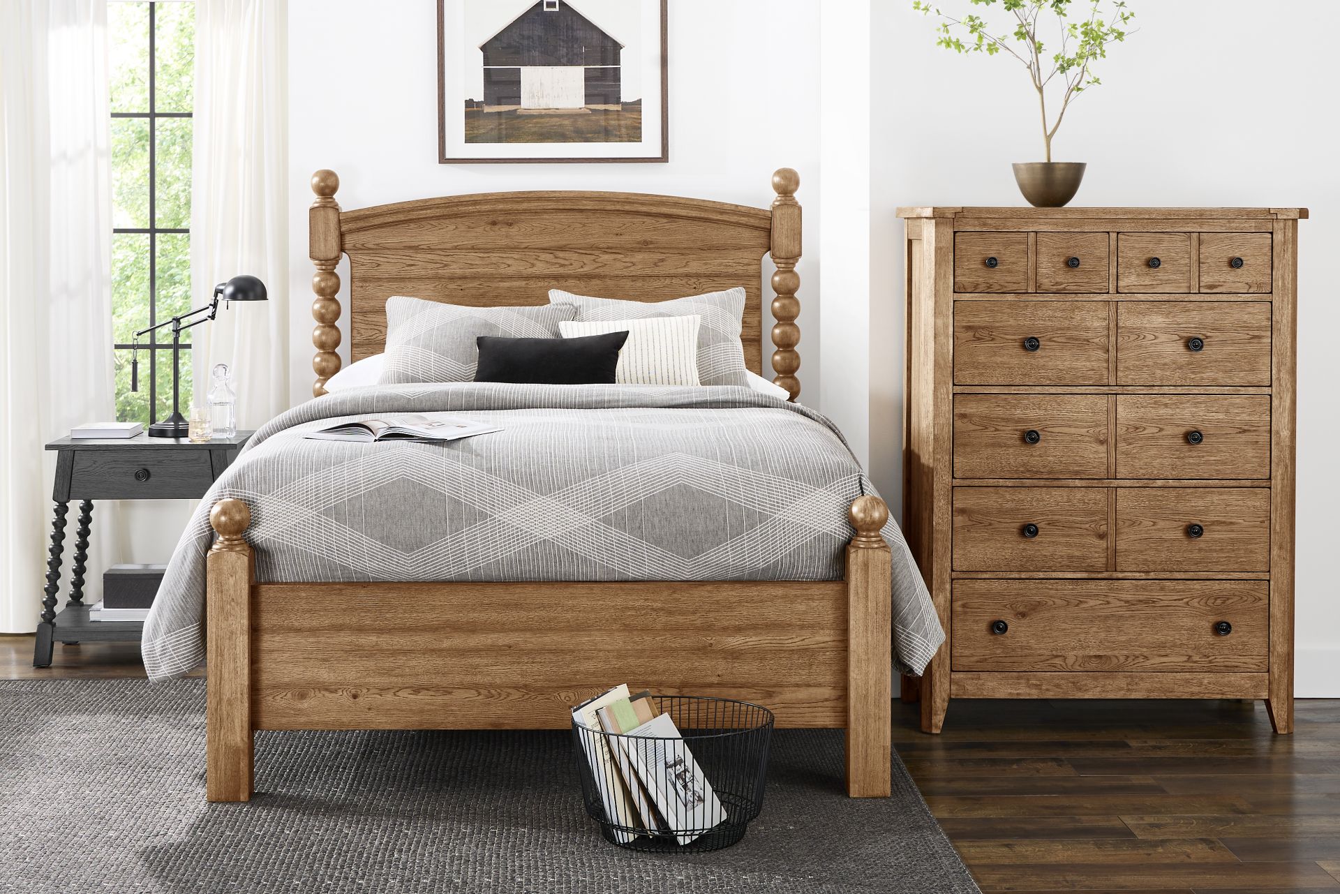 Hargrove Light Oak 5 Pc King Post Bedroom - Image 1