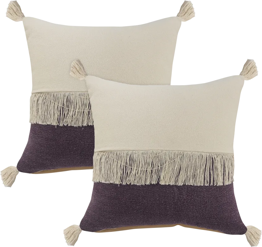 Isaam Cream/Purple Pillow, Set of 2