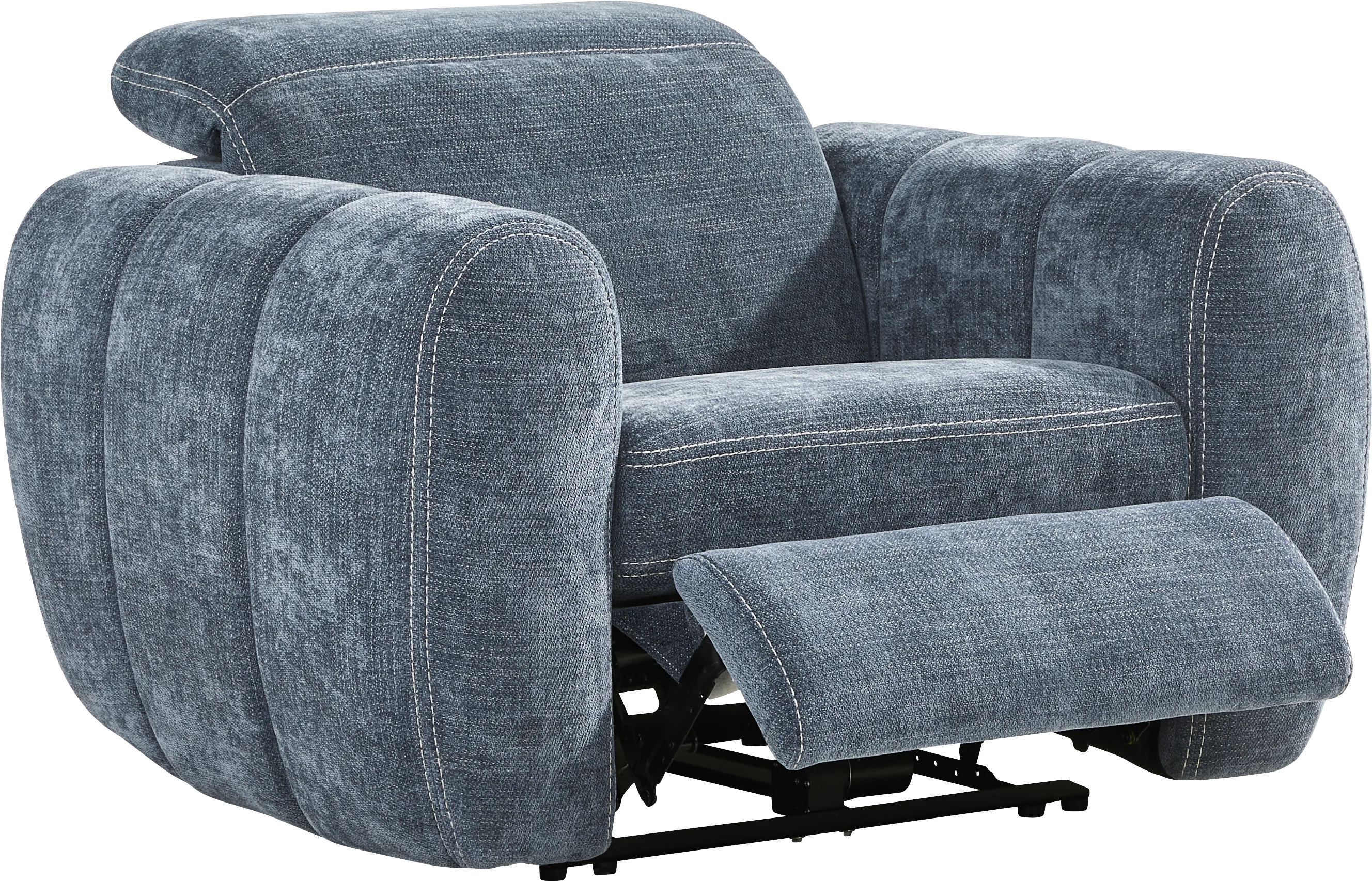 Laurel Heights Blue Dual Power Recliner - Thumbnail - Image 1