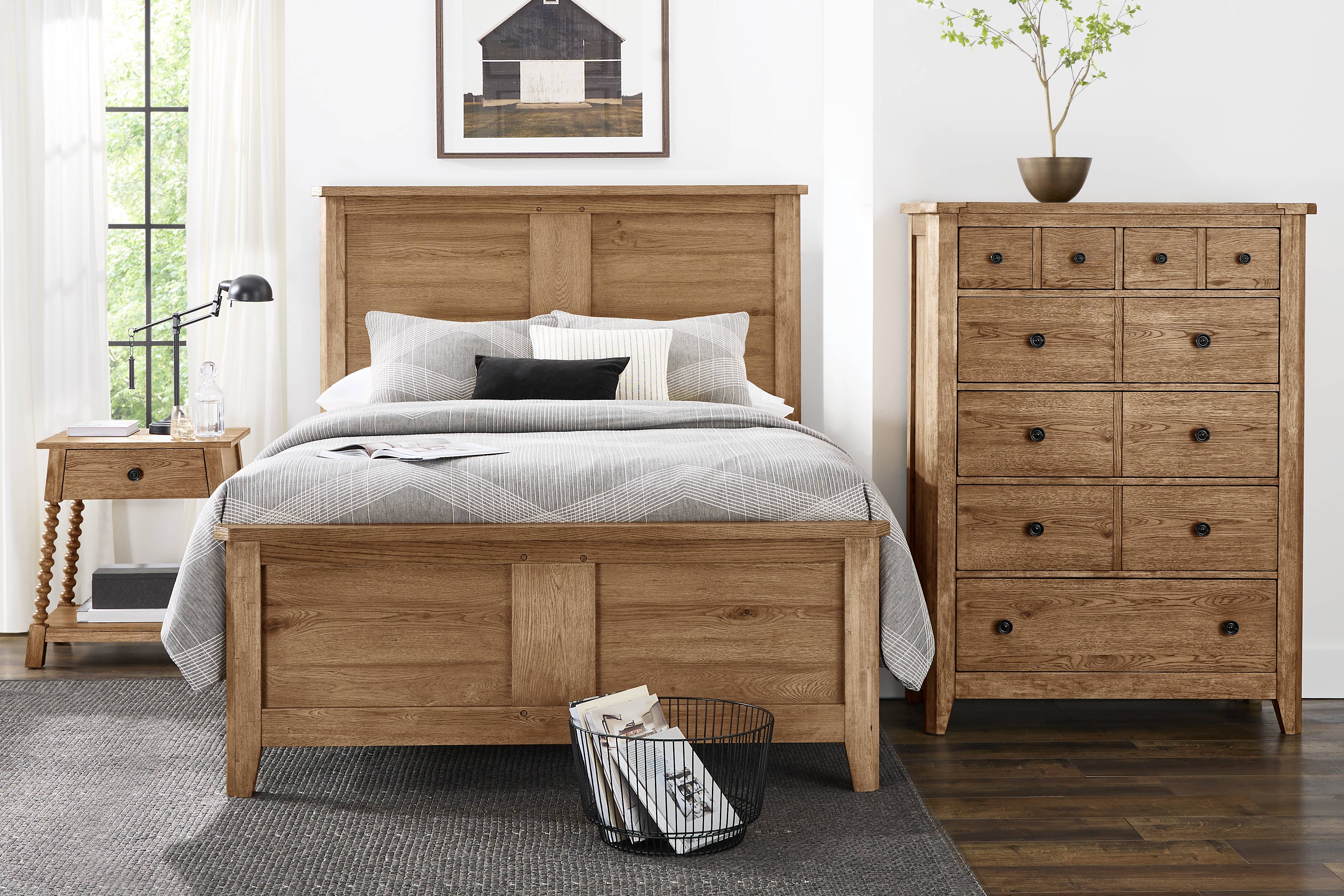 Hargrove Light Oak 5 Pc King Panel Bedroom - Thumbnail - Image 1