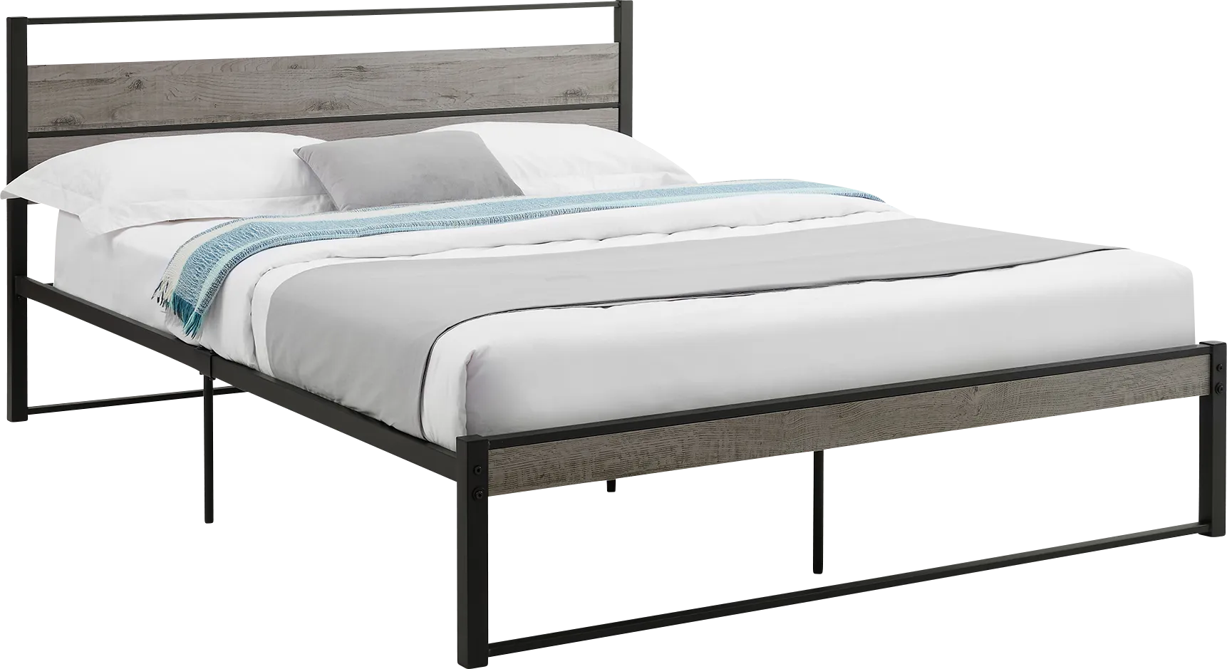 Zeusaid Gray Queen Bed - Thumbnail - Image 1