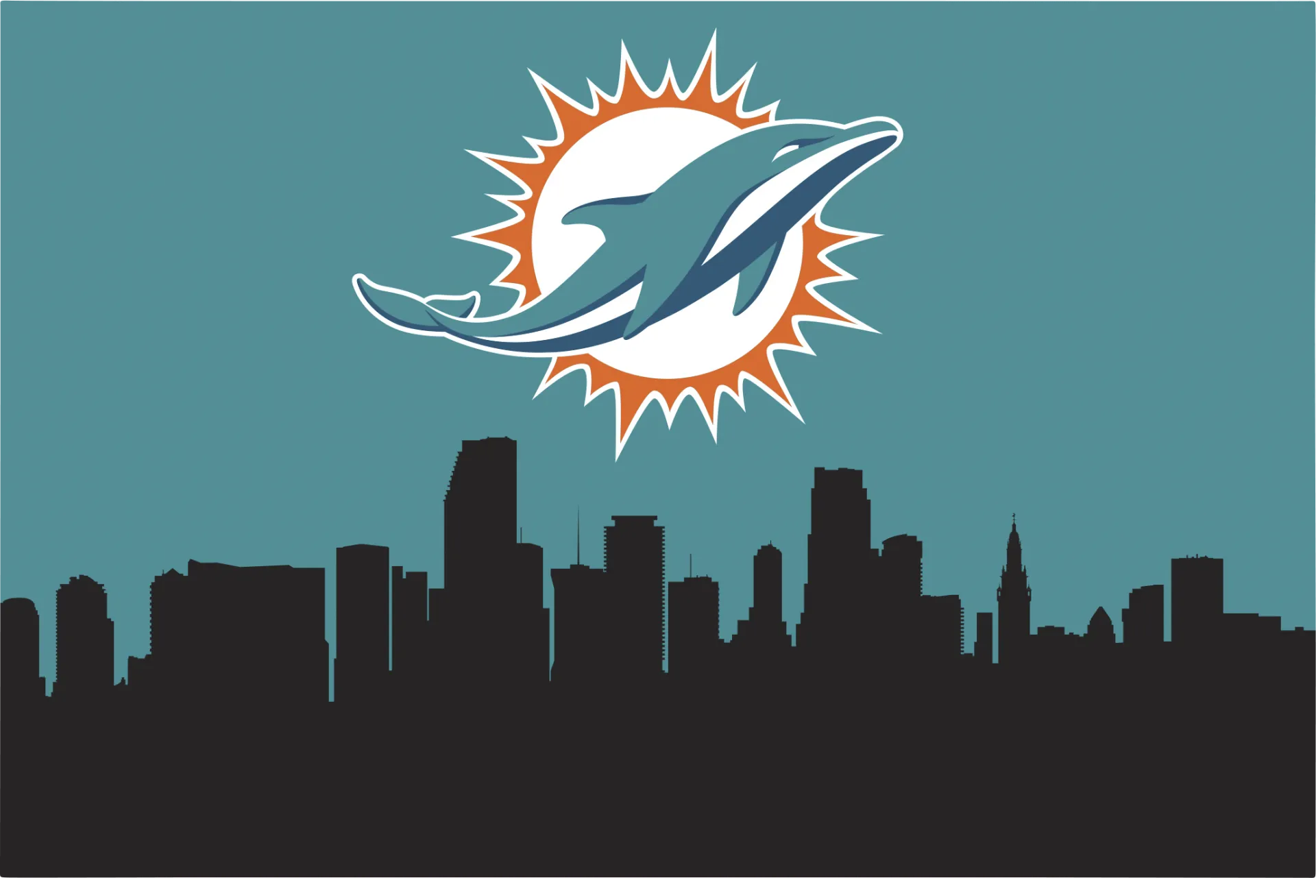 Miami Dolphins 2' x 3' Machine Washable Rug - Image 1