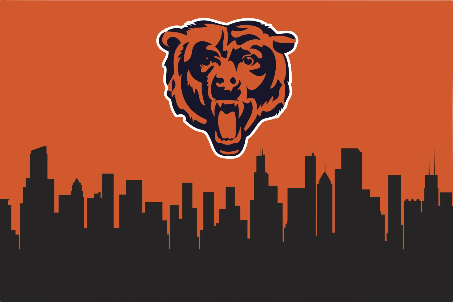 Chicago Bears 2' x 3' Machine Washable Rug - Image 1