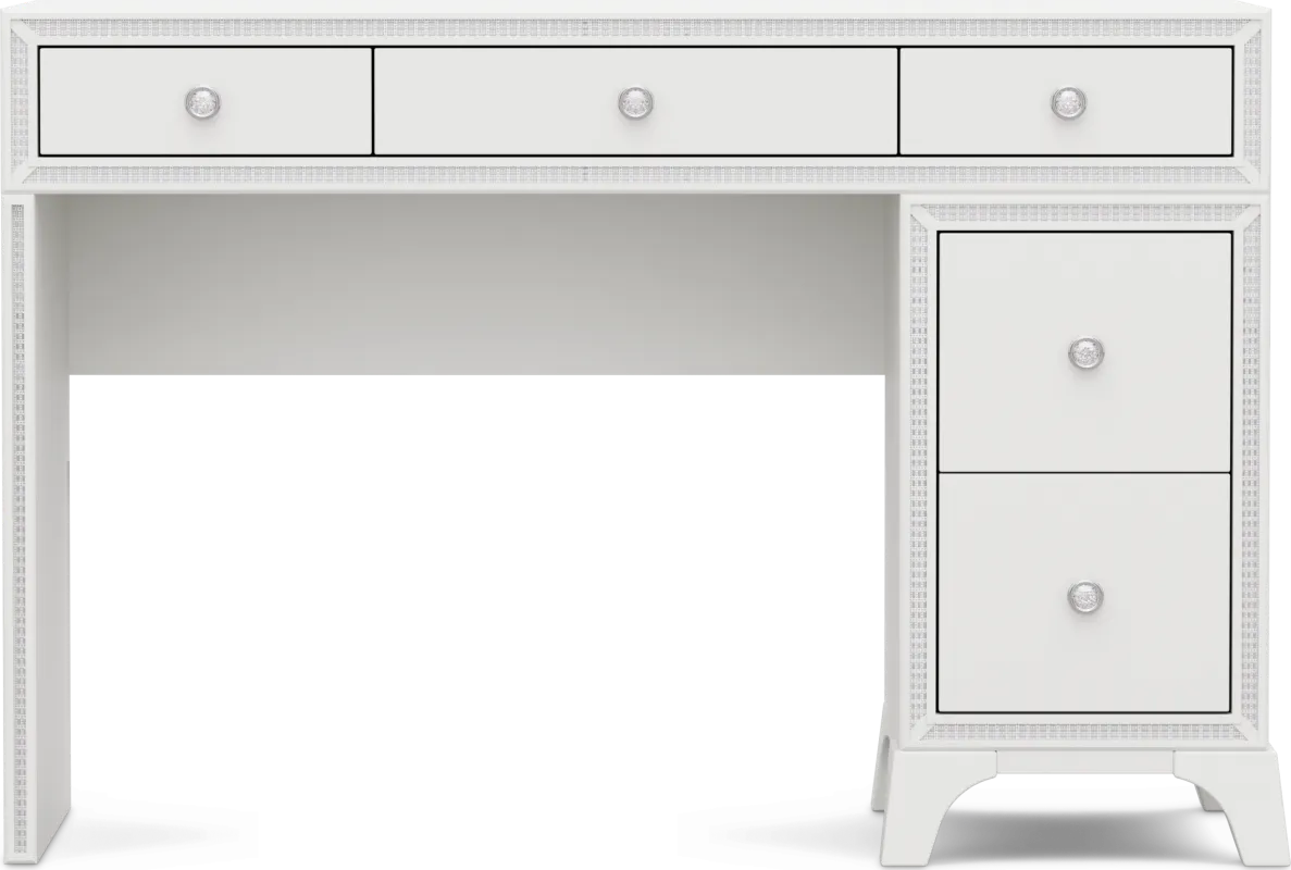 Kids Alyssa White Single Pedestal Desk