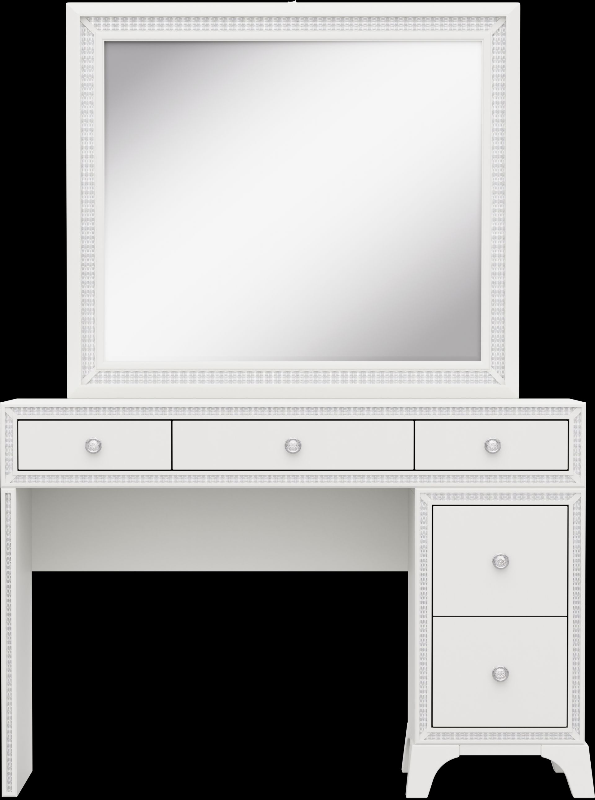 Kids Alyssa White Single Pedestal Vanity with Large Sparkle Mirror - Image 1