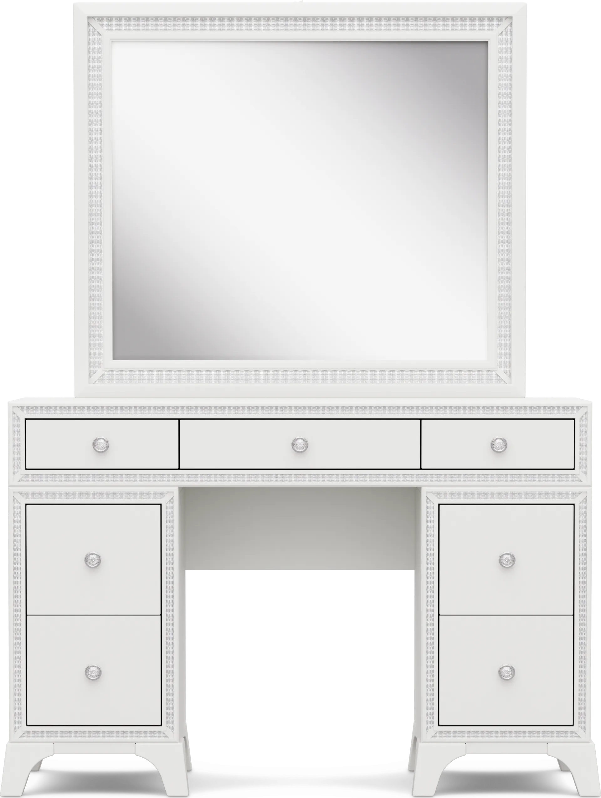 Kids Alyssa White Double Pedestal Vanity with Large Sparkle Mirror - Image 1
