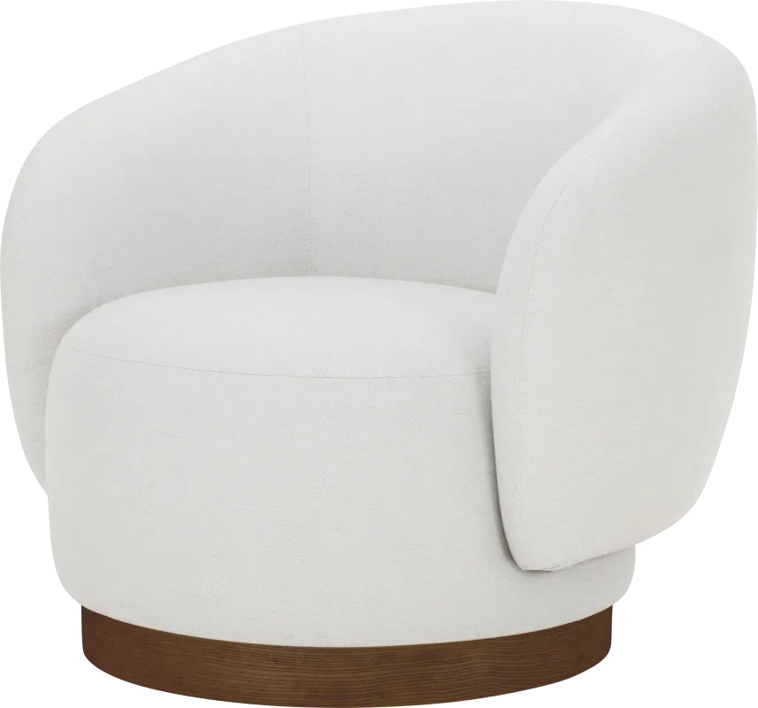 Klia I White Swivel Accent Chair