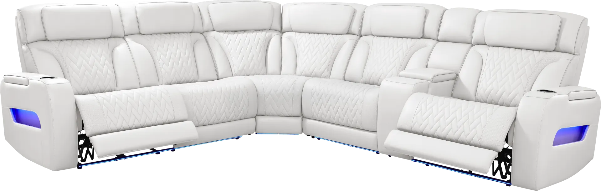 Encore White Leather 3 Pc Triple Power Reclining Sectional - Image 1