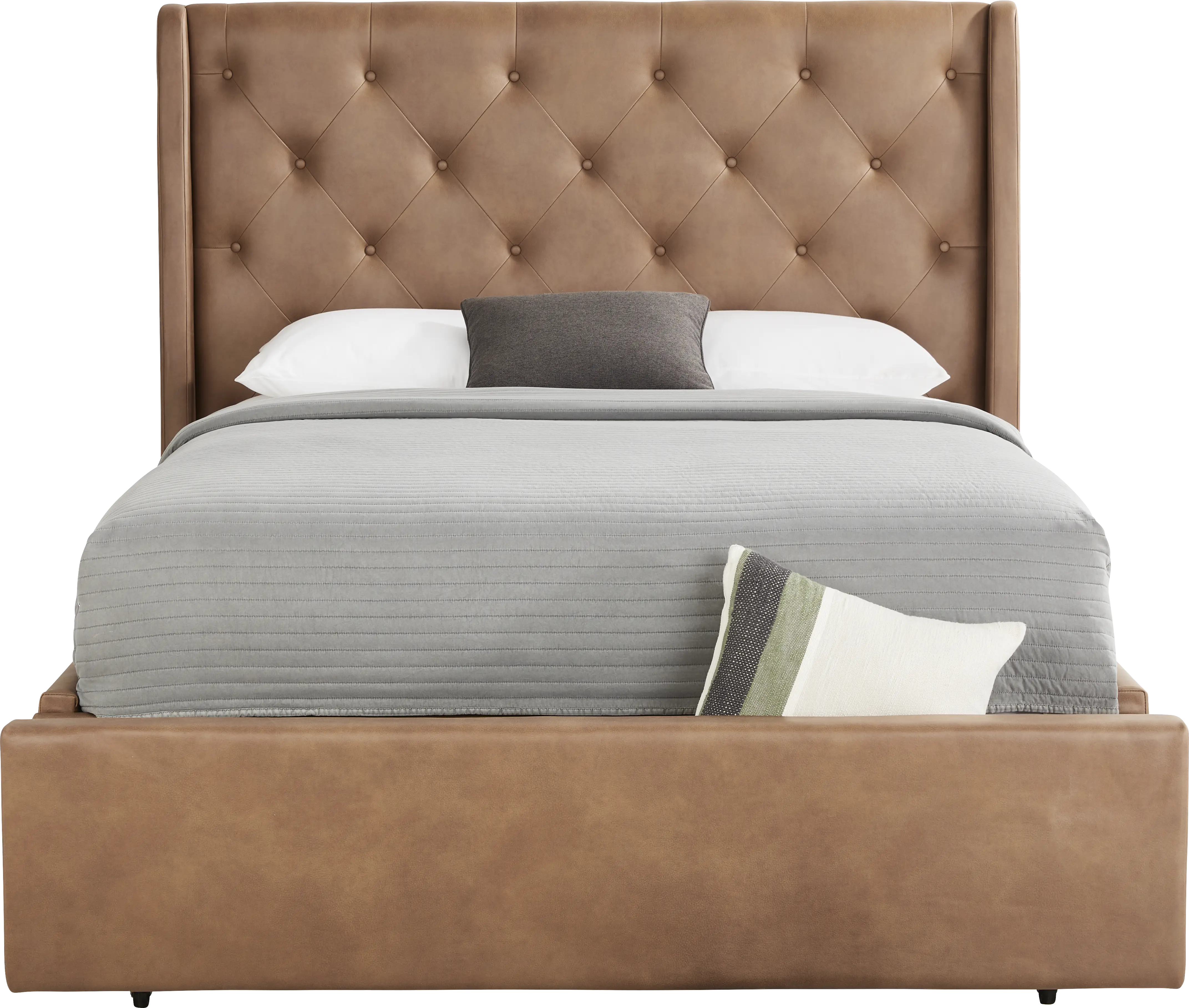 Alison II Brown 3 Pc King Upholstered Storage Bed - Thumbnail - Image 1