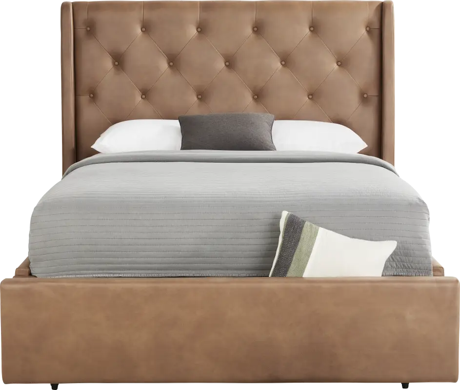 Alison II Brown 3 Pc Queen Upholstered Storage Bed