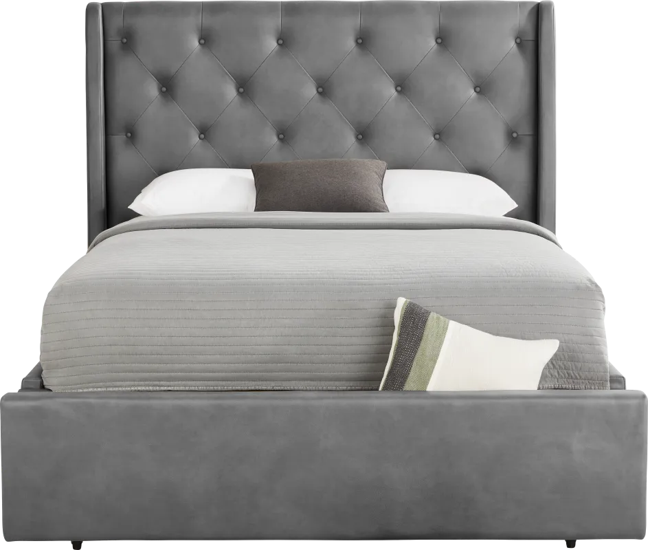 Alison II Gray 3 Pc Queen Upholstered Storage Bed