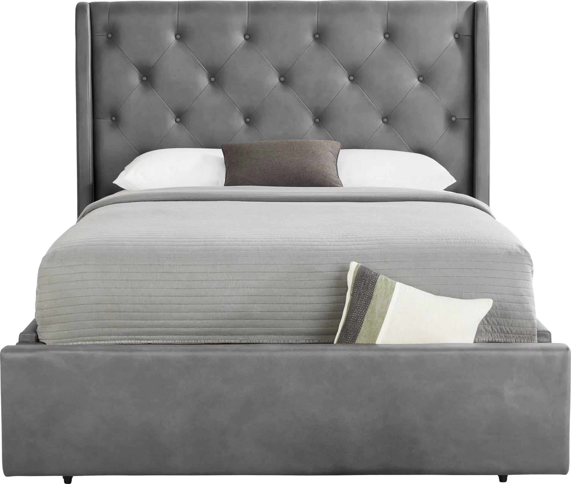 Alison II Gray 3 Pc Queen Upholstered Storage Bed - Image 1