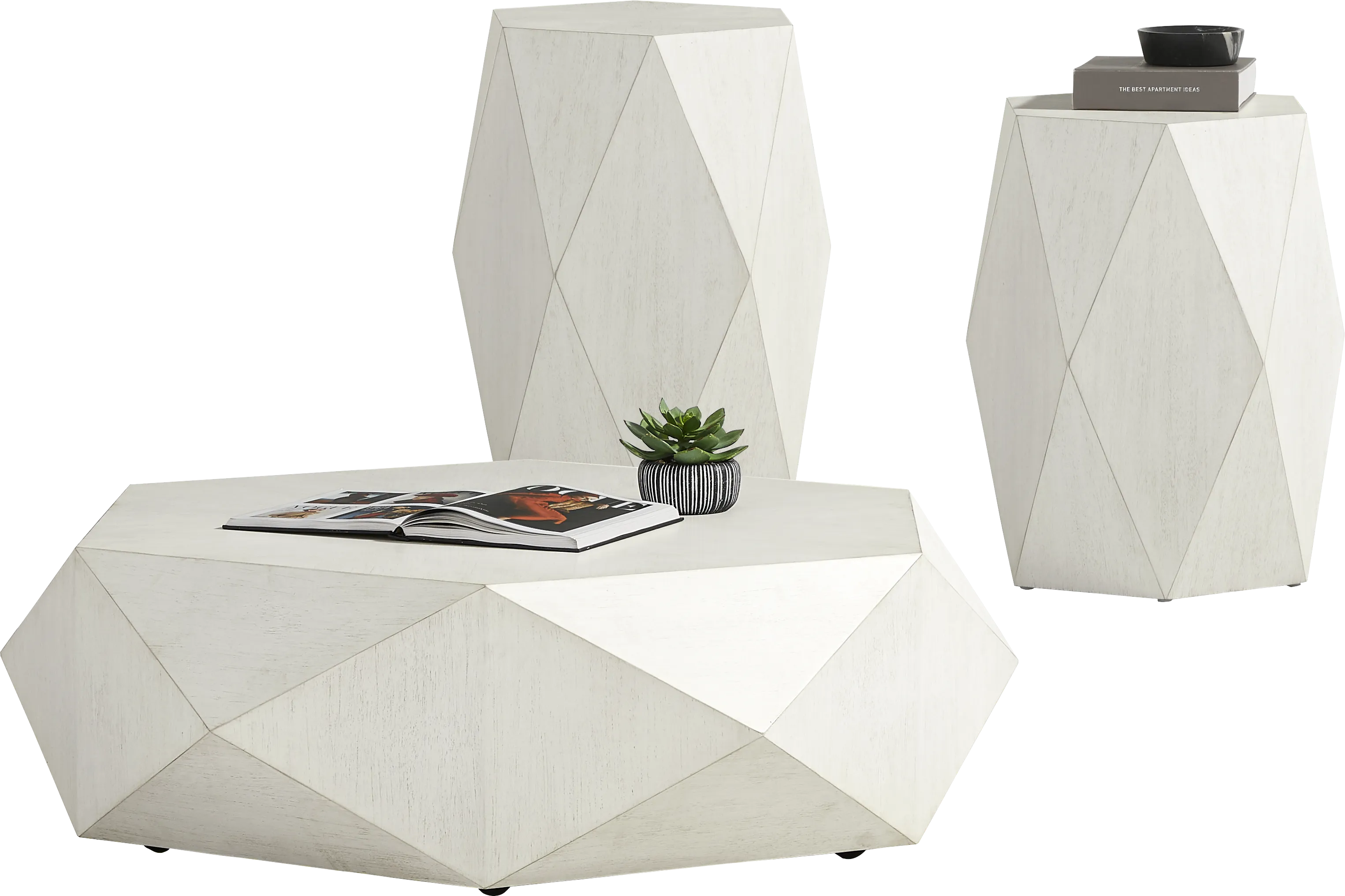 Arcadia White 3 Pc Table Set - Thumbnail - Image 1