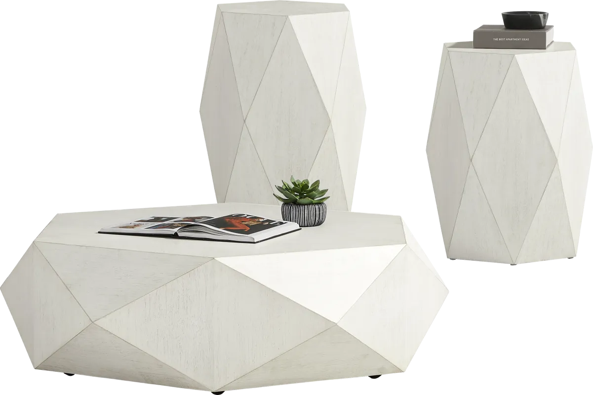Arcadia White 3 Pc Table Set