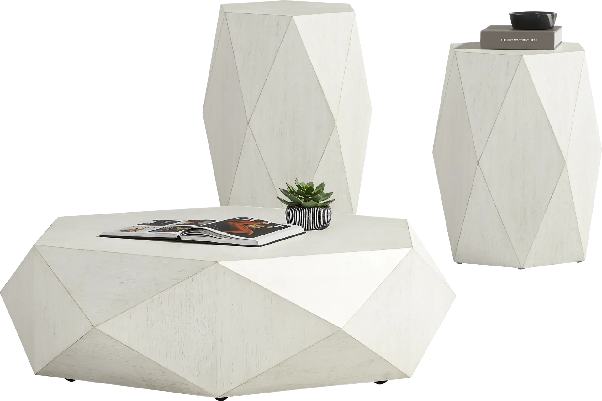 Arcadia White 3 Pc Table Set