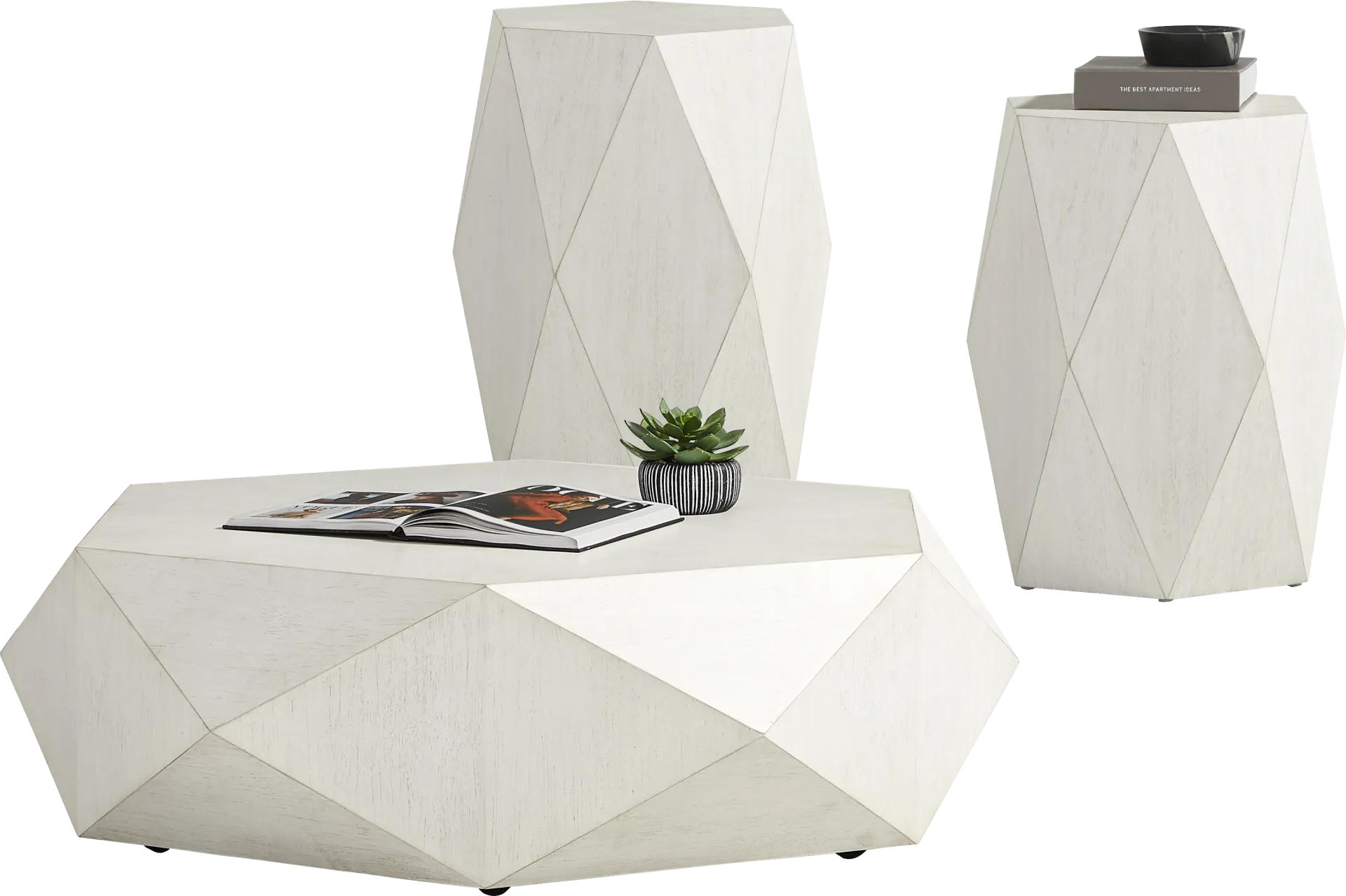 Arcadia White 3 Pc Table Set - Image 1