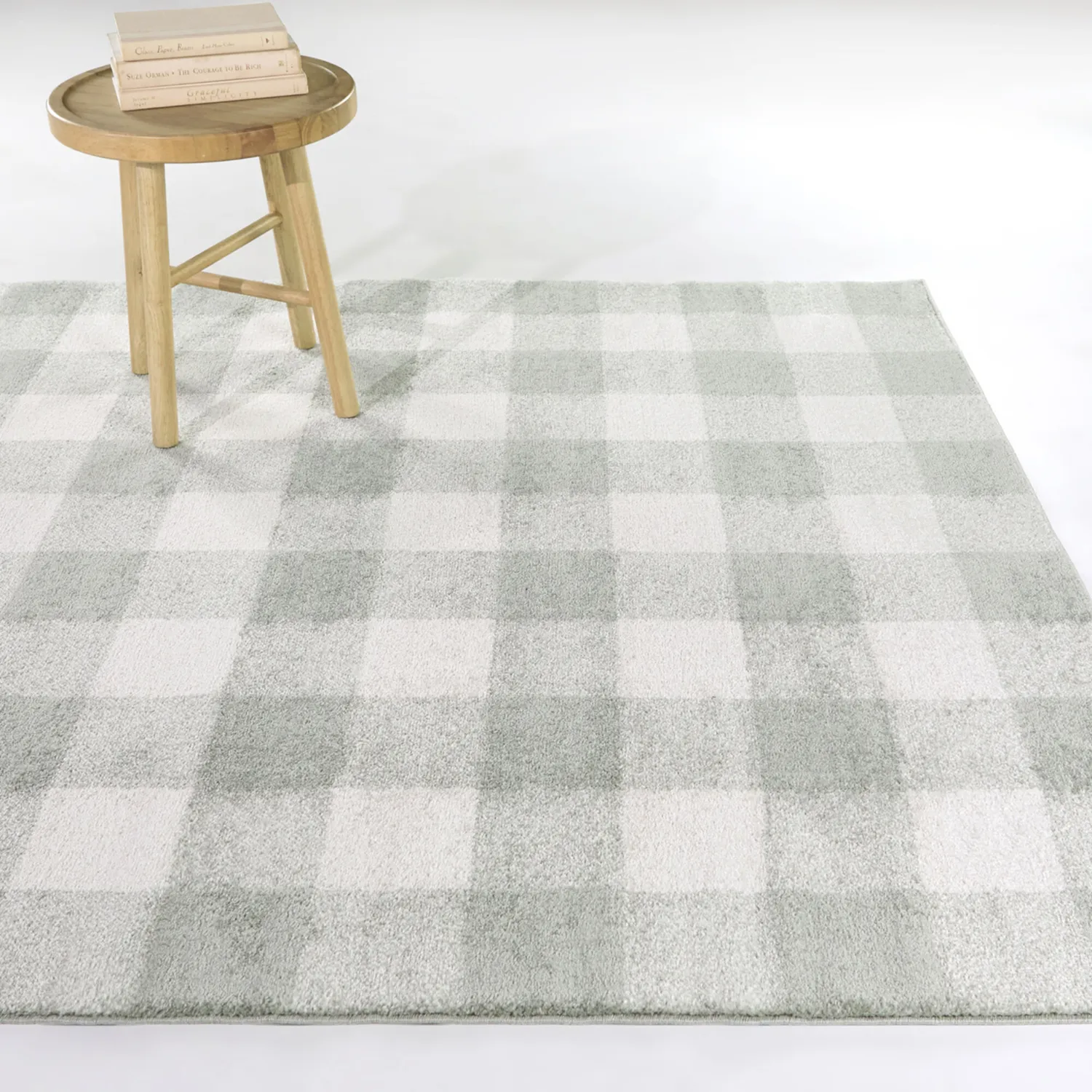 Kids Gingham Sage 5'3 x 7' Rug - Thumbnail - Image 2