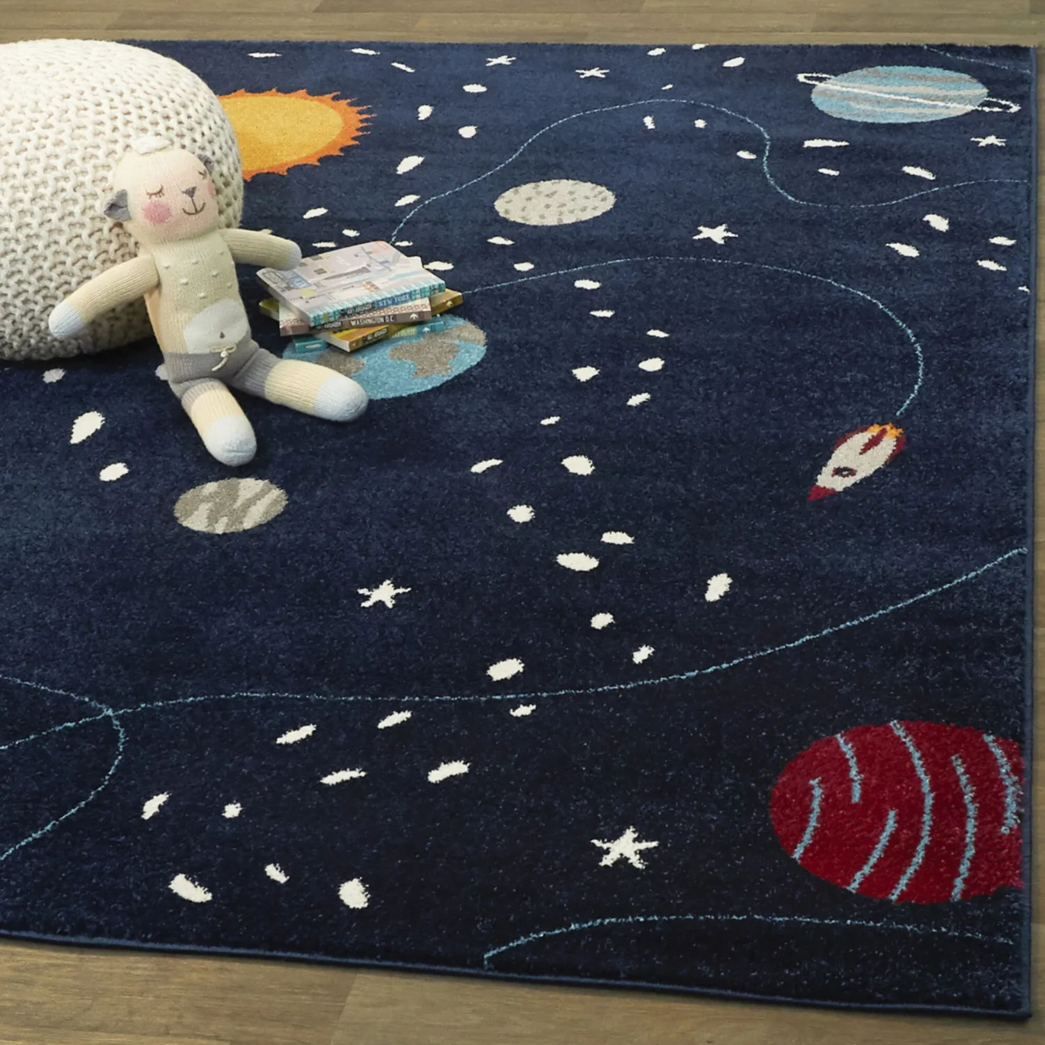 Kids Astro Navy 5'3 x 7' Rug - Image 2