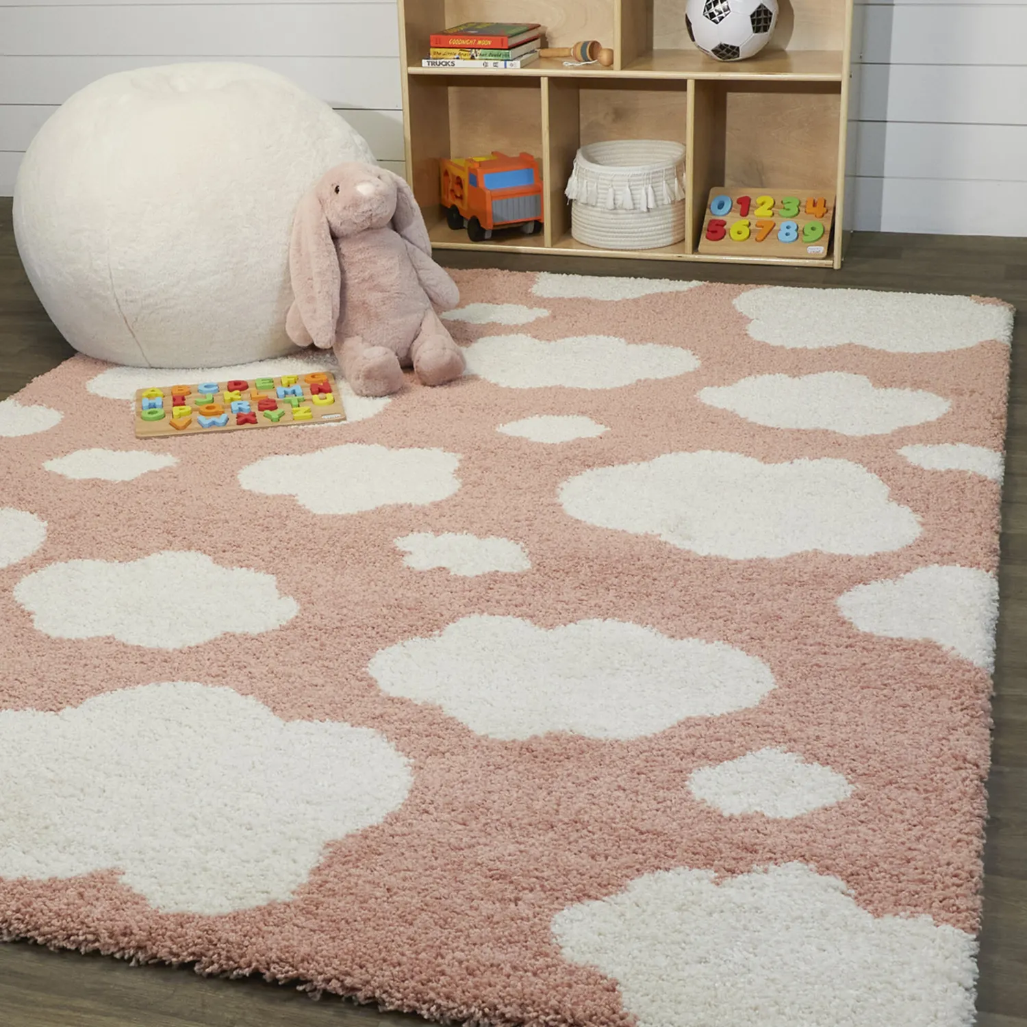 Kids Fluffy Skies Pink 5'3 x 7' Rug - Thumbnail - Image 2