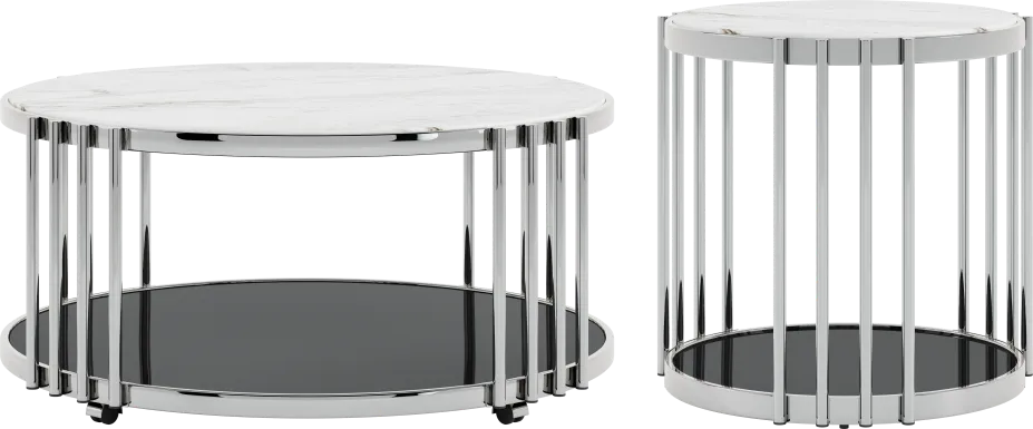 Bardiglio Silver 2 pc Occasional Table Set
