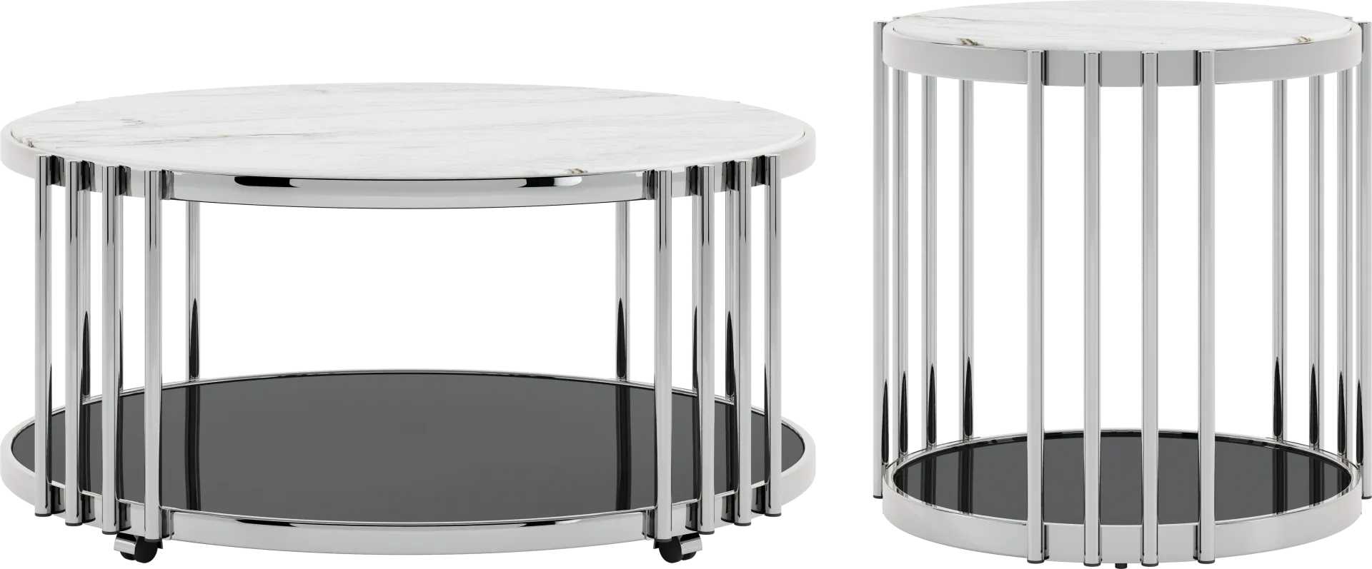 Bardiglio Silver 2 pc Occasional Table Set