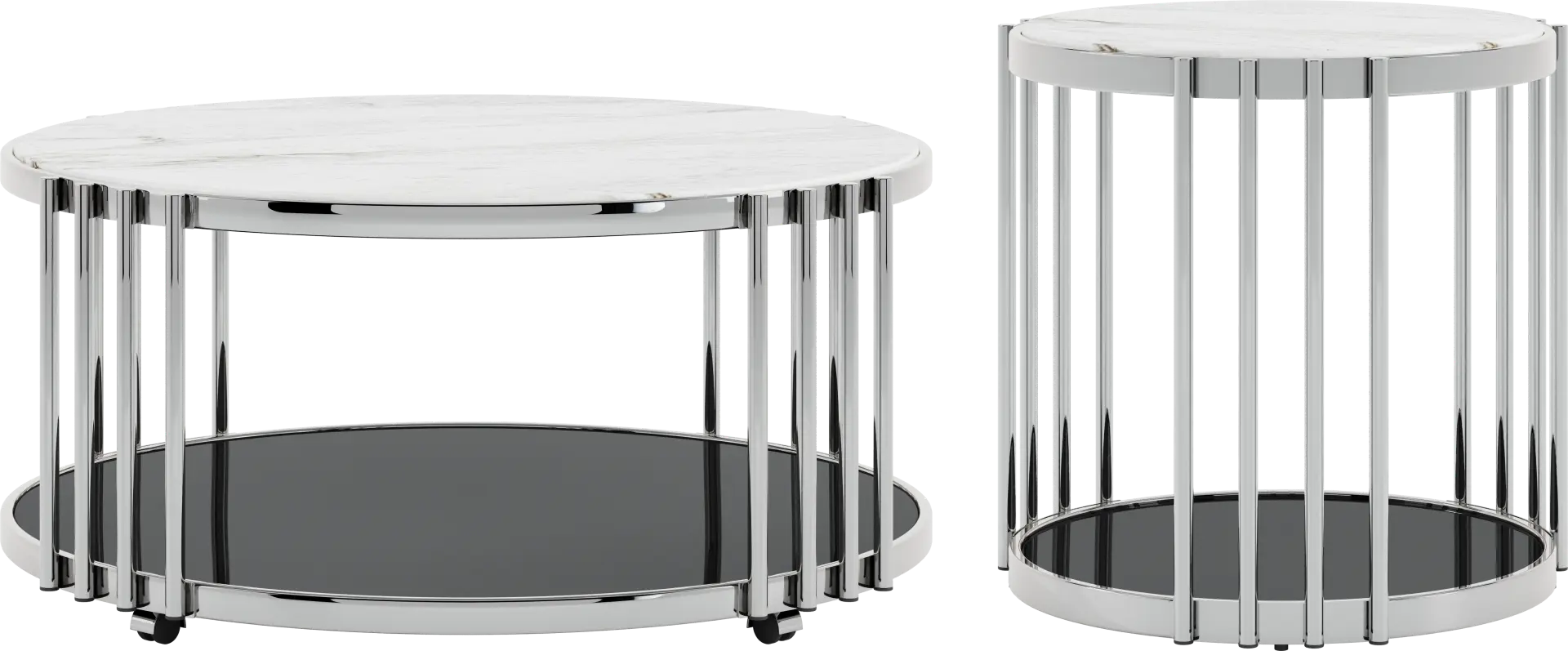 Bardiglio Silver 2 pc Occasional Table Set