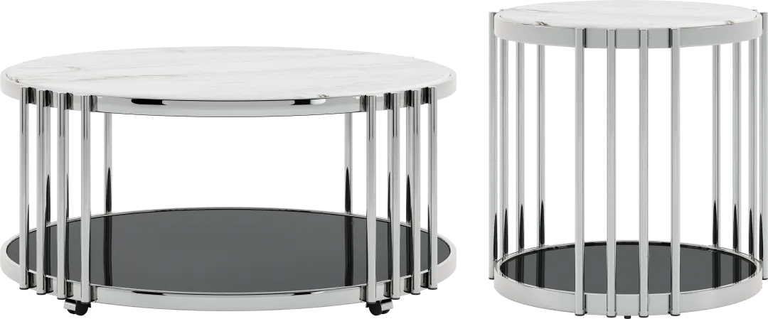 Bardiglio Silver 2 pc Occasional Table Set