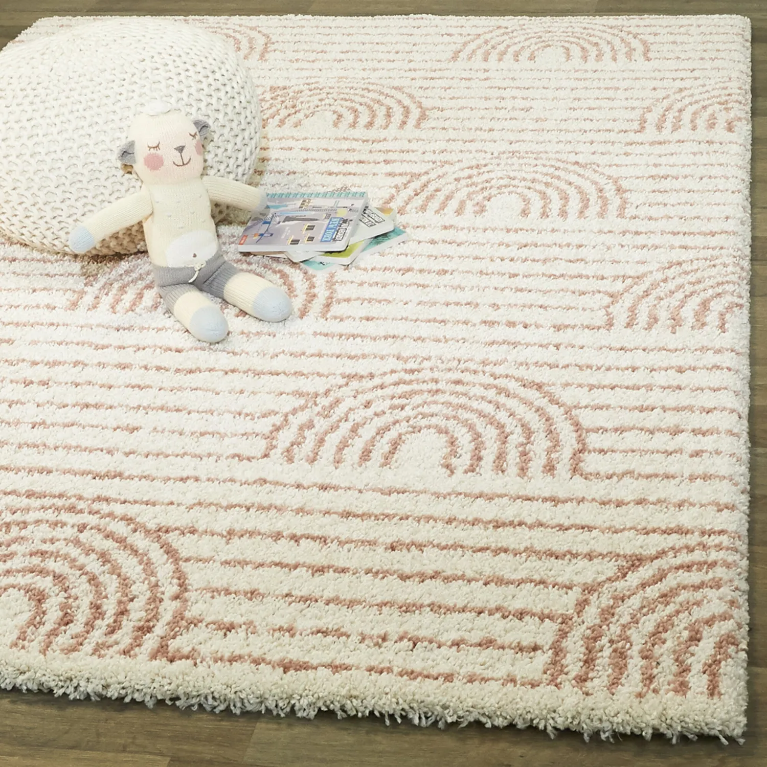 Kids Rosy Rainbow Pink 5'3 x 7' Rug - Thumbnail - Image 2