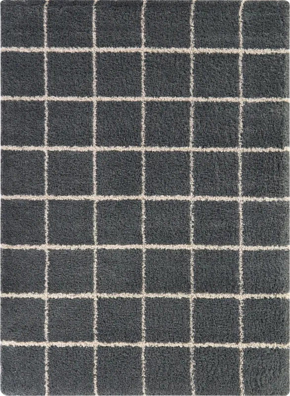Kids Slatecheck Charcoal 5'3 x 7' Rug