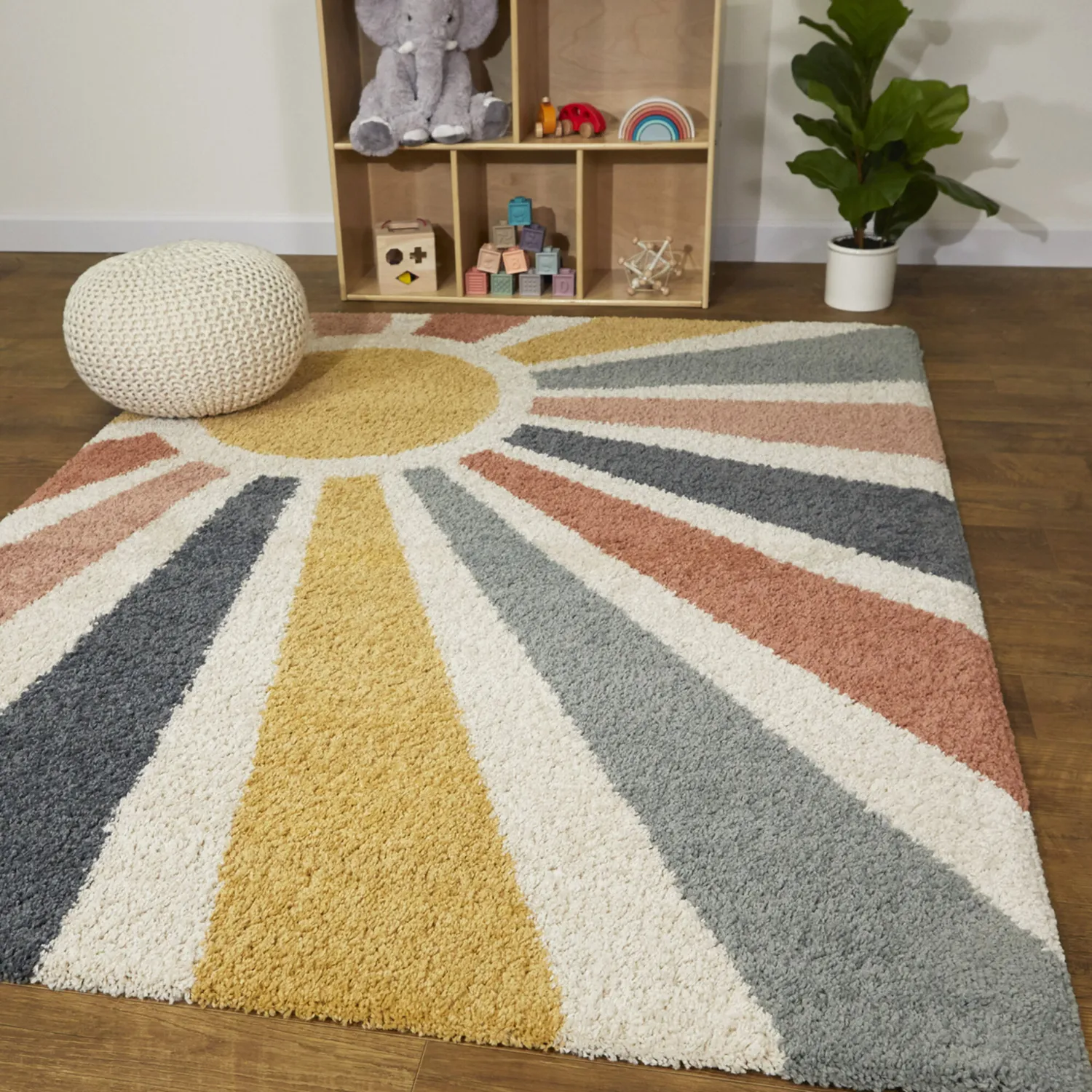 Kids Festival Sun White 5'3 x 7' Rug - Thumbnail - Image 2
