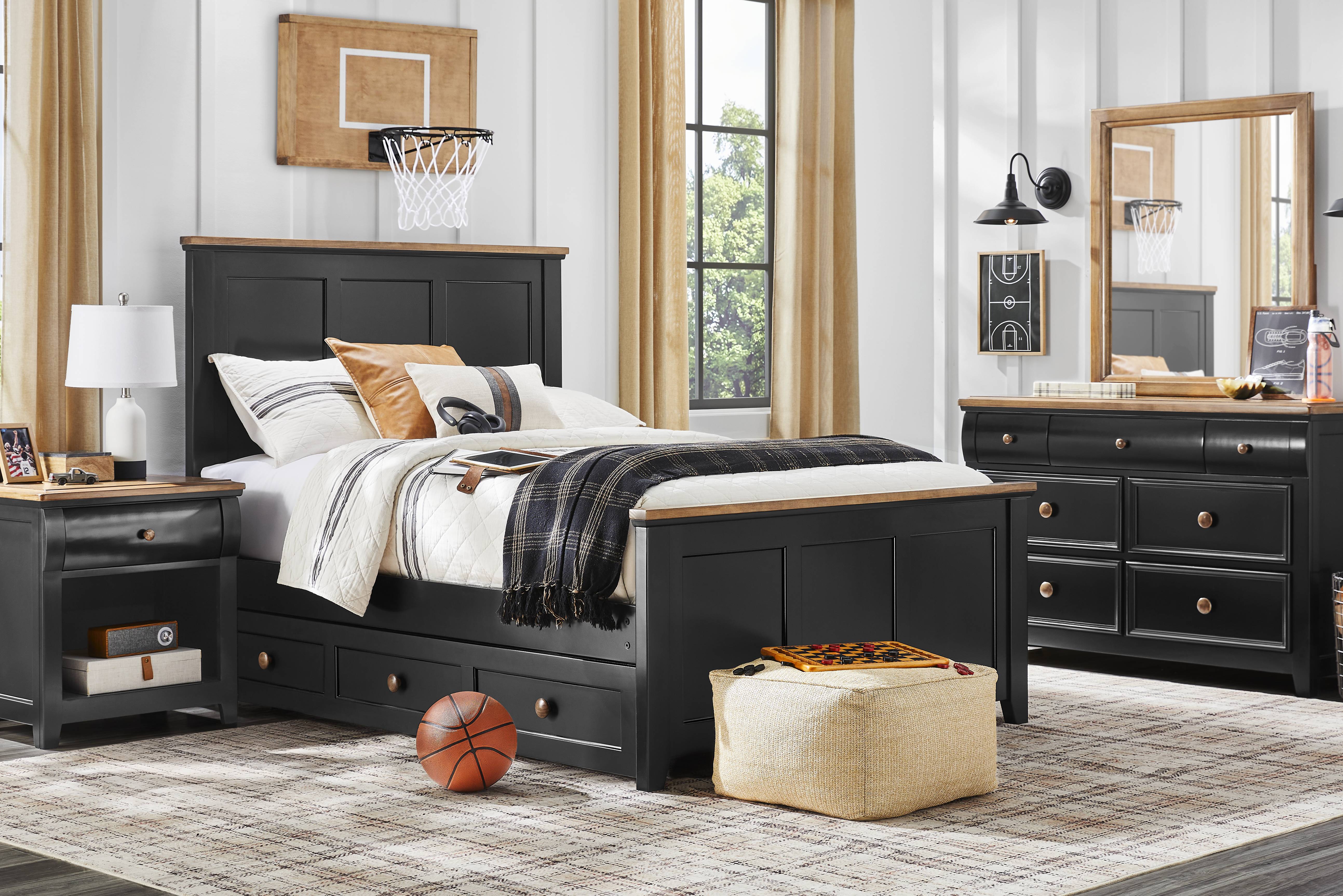 Kids Sugar Hollow Black Twin Panel Bed - Thumbnail - Image 2