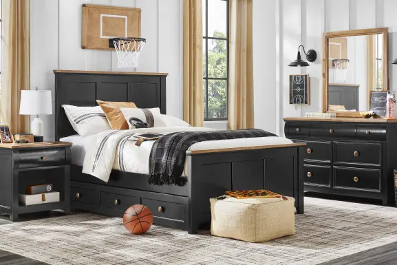 Kids Sugar Hollow Black Full Panel Bedroom