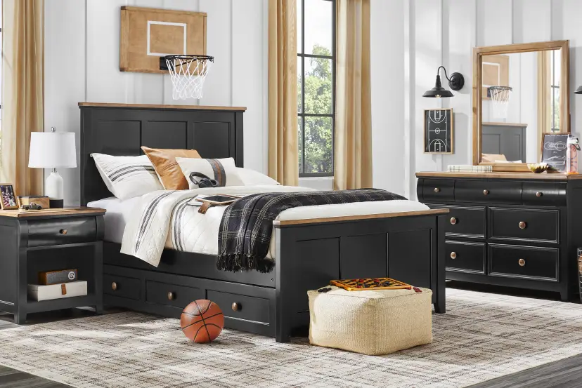 Kids Sugar Hollow Black Twin Panel Bedroom