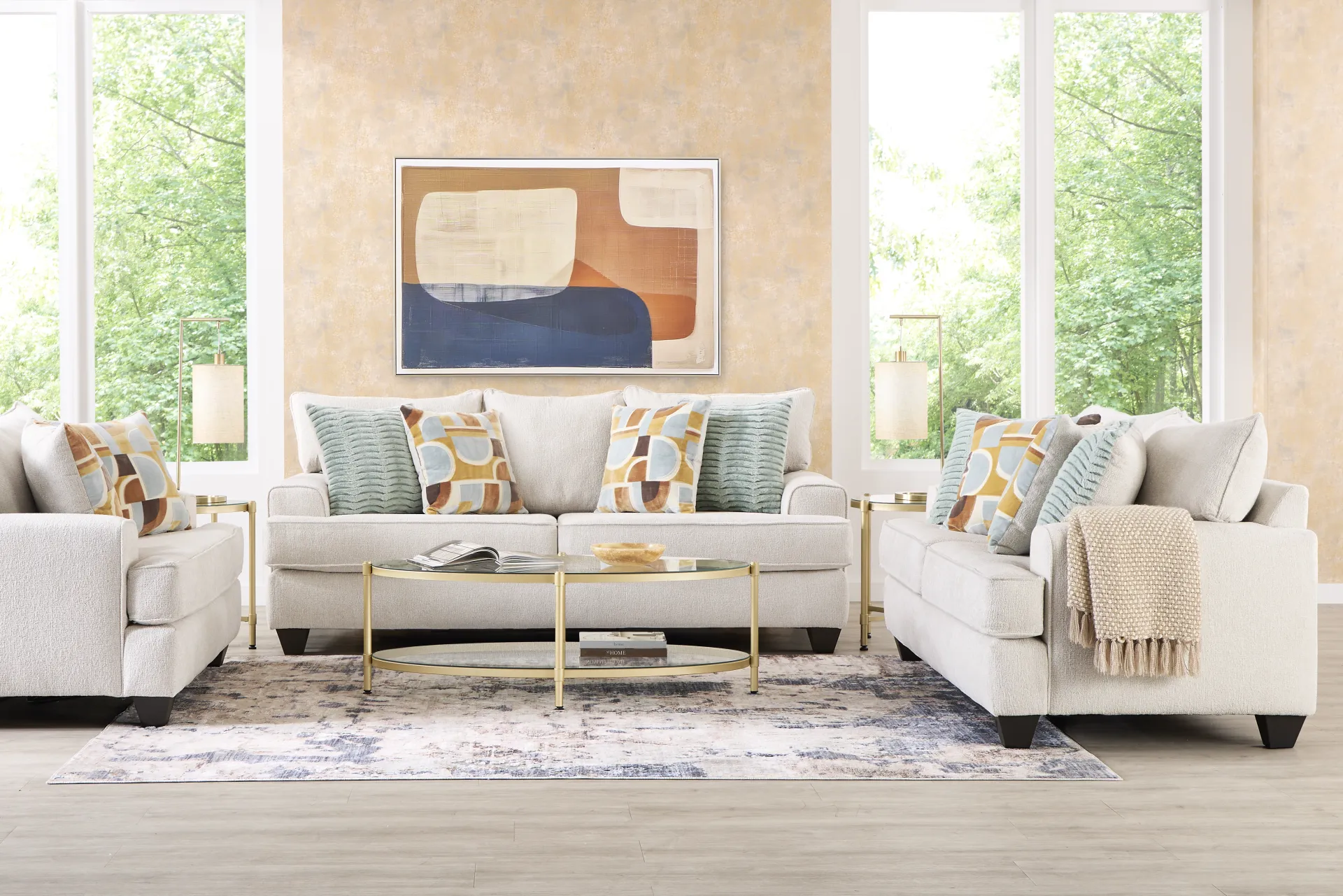 Twin Falls Ivory 8 Pc Living Room with Gel Foam Sleeper Sofa - Image 1