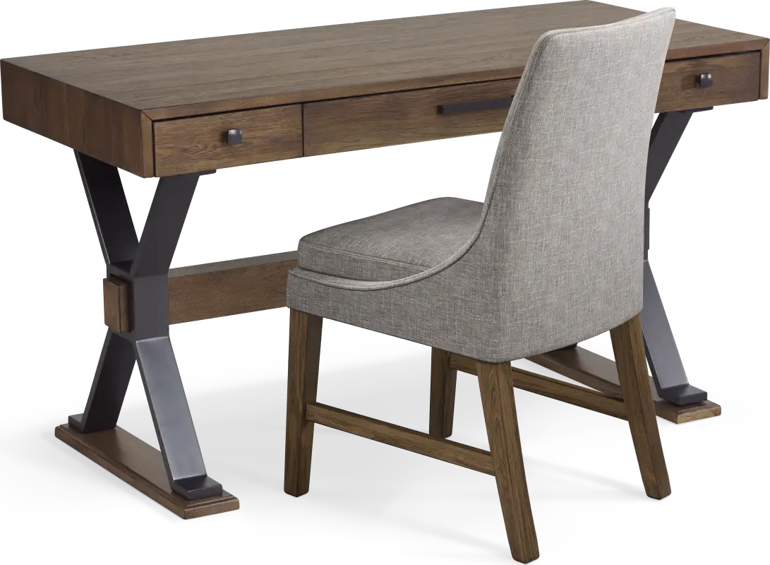 Hazelnut Woods Brown Desk with Chair