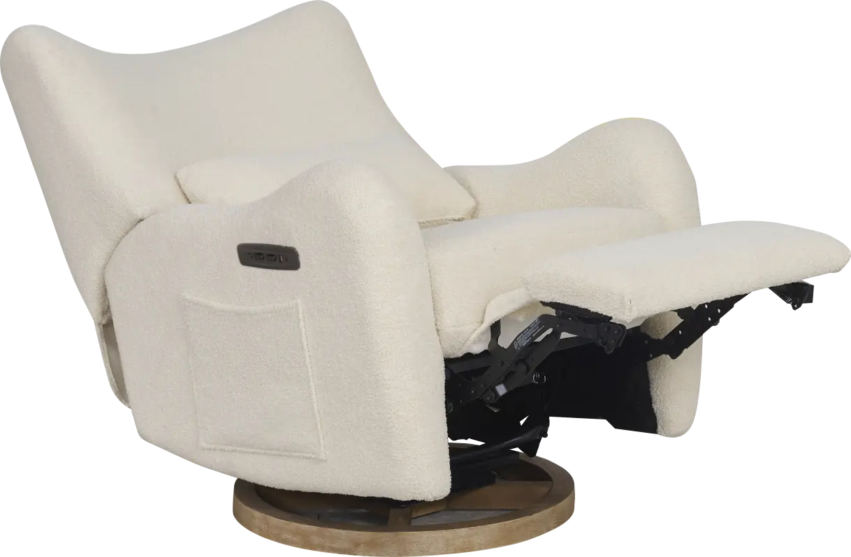 Cozy Bear Ivory Power Glider Recliner with Swivel