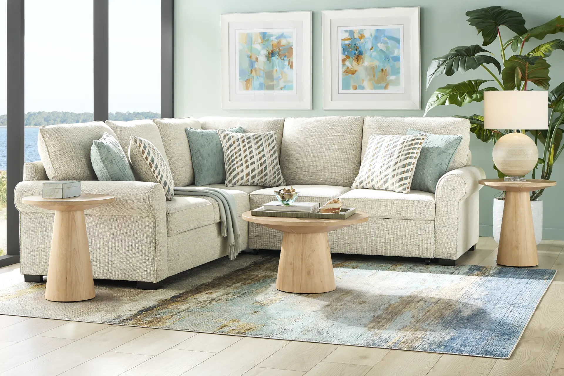 Rivera Cream 2 Pc Sleeper Sectional