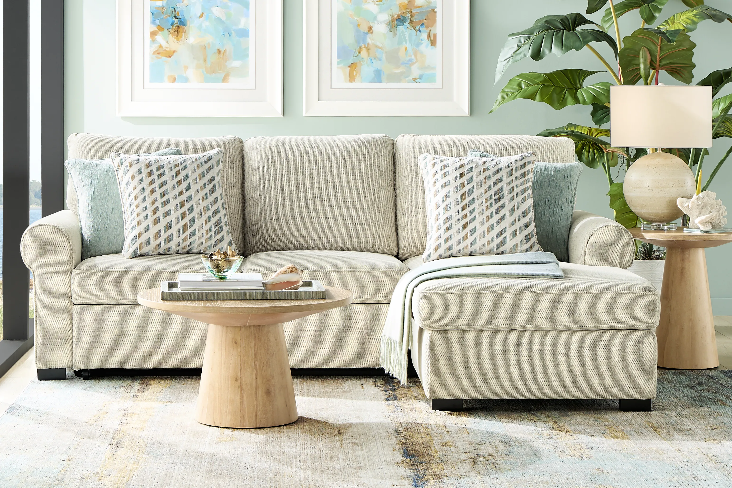 Rivera Cream 2 Pc Sleeper Sectional - Thumbnail - Image 2