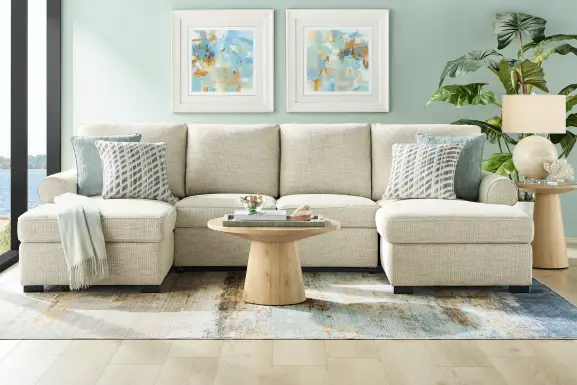 Rivera Cream 3 Pc Sleeper Sectional