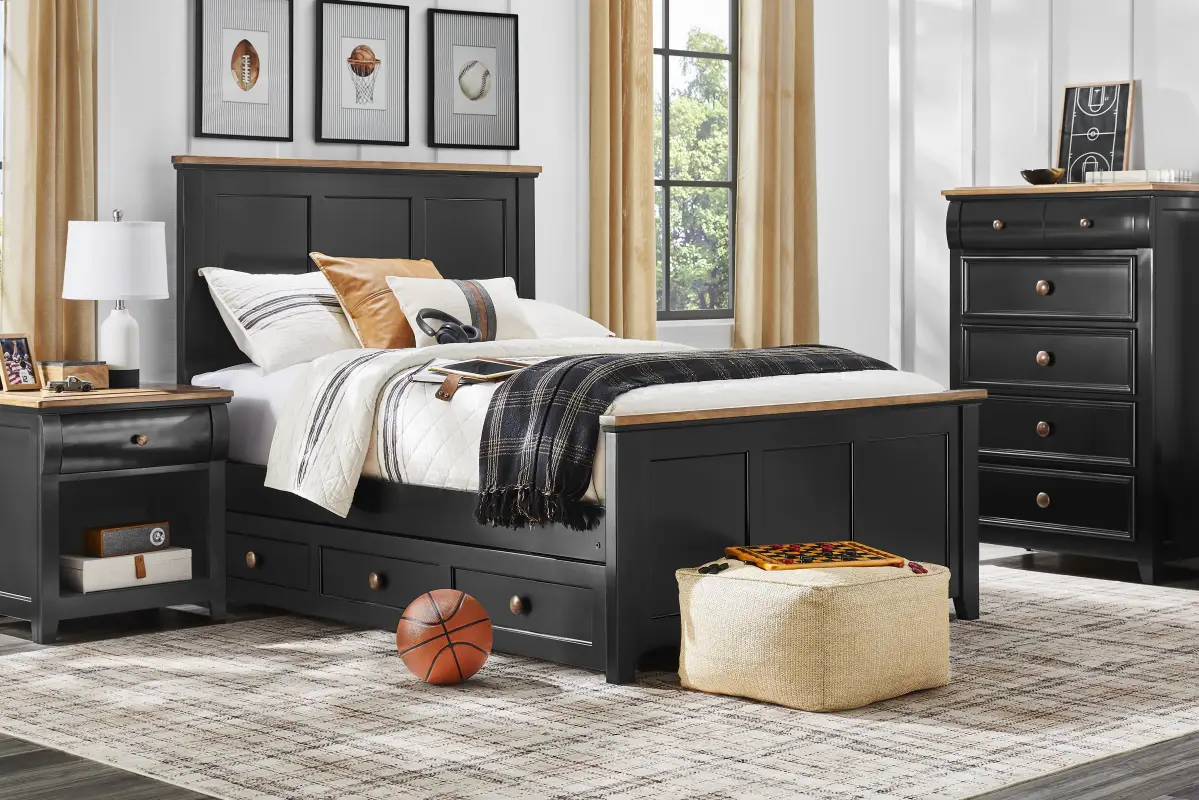 Kids Sugar Hollow Black Twin Panel Bedroom