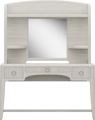 Kids Vivien Wirebrush Gray Vanity Desk and Hutch