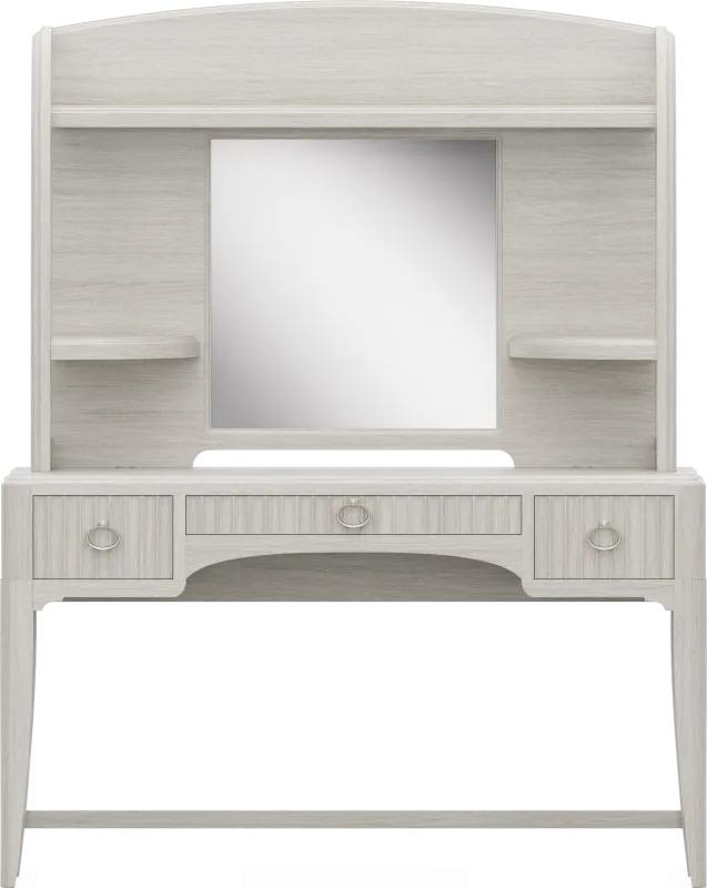 Kids Vivien Wirebrush Gray Vanity Desk and Hutch