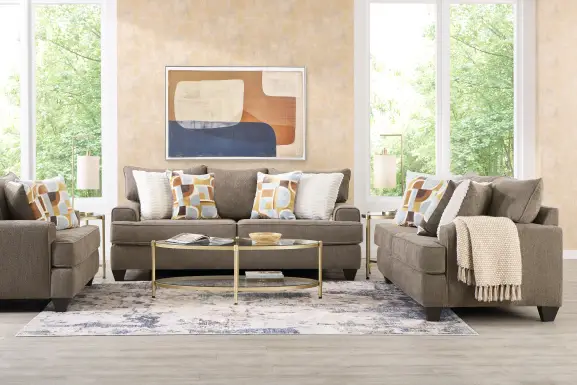 Twin Falls Mink 7 Pc Living Room with Sleeper Sofa