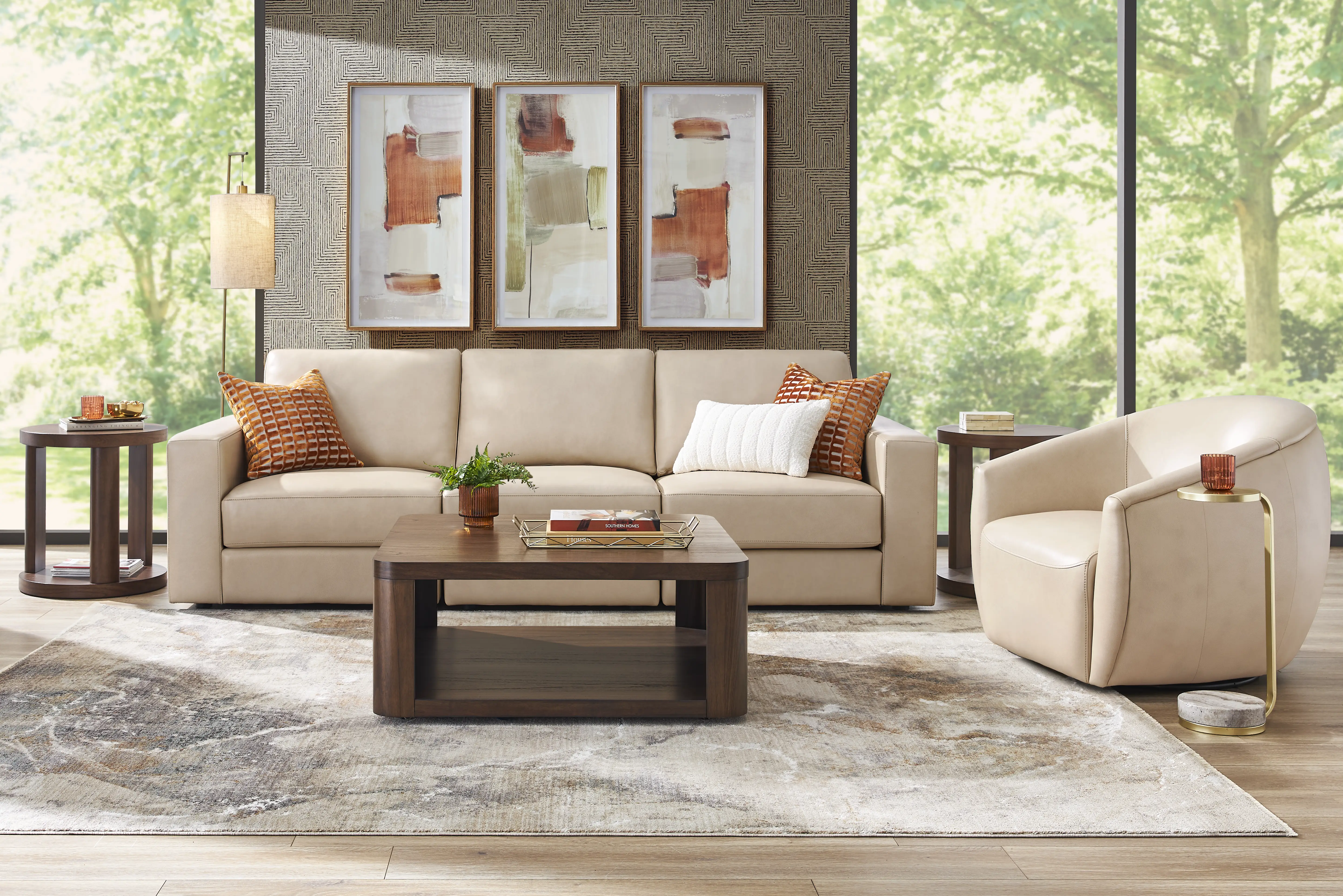 Almond Leather 3 Pc Venice Modular with Audio - Thumbnail - Image 1