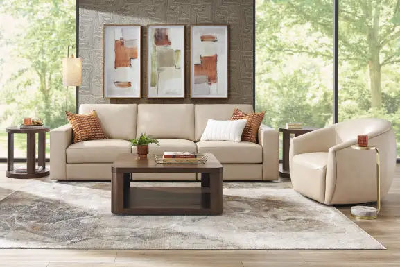 Almond Leather 3 Pc Venice Modular with Audio