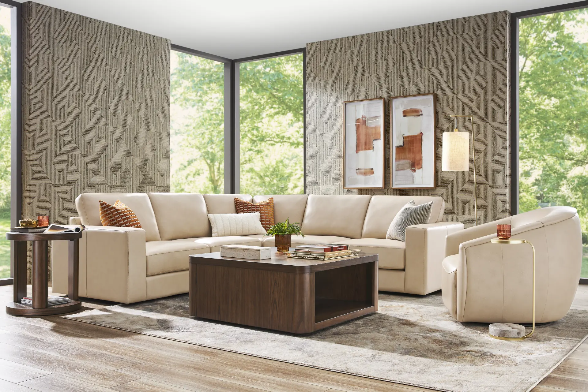Almond Leather 5 Pc Venice Modular