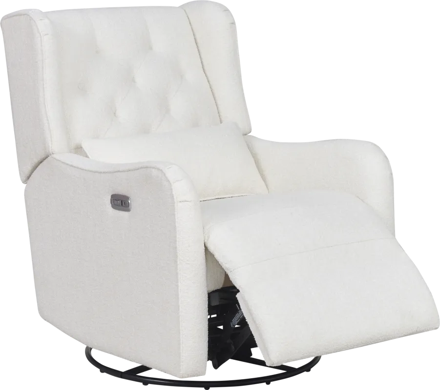 Ellie May Ivory Power Glider Recliner with Swivel