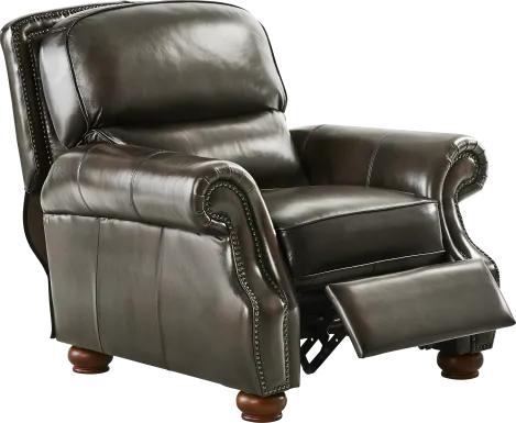 Trevaro Gray Leather Push Back Recliner