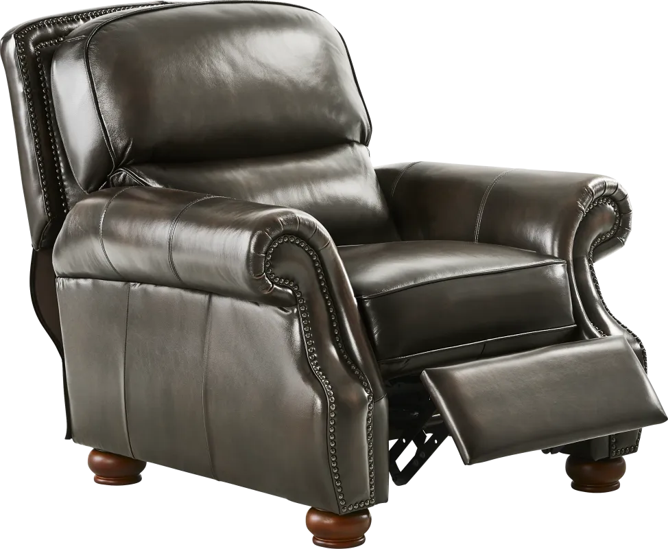 Trevaro Gray Leather Push Back Recliner